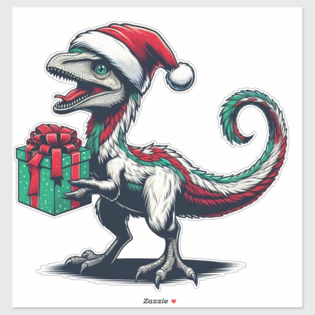 Sticker Dinosaure de Noël mignon (Feuille)