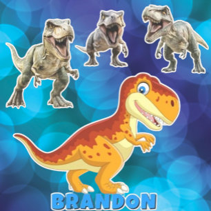Sticker Dinosaure en or Nom personnalisé