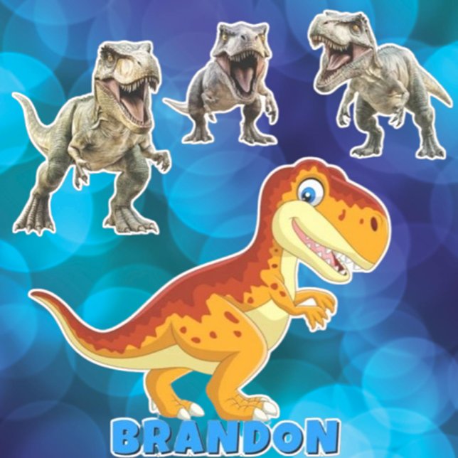 Sticker Dinosaure en or Nom personnalisé (Create a unique touch with our Gold Dinosaur Personalized Name Sticker. )