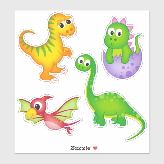 Sticker Dinosaure pour enfants mignon (Feuille)
