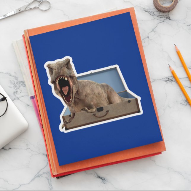 Sticker Dinosaure Tyrannosaurus  dans un bagage de valise (Créateur téléchargé)