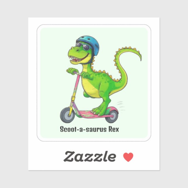 Sticker Dinosaure Vert Cool (Feuille)