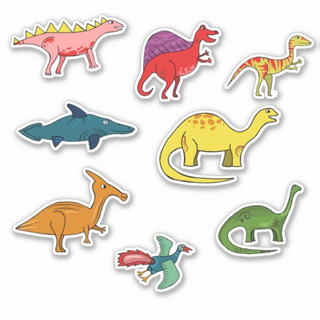 Sticker Dinosaures Colorés pour Enfants (Devant)