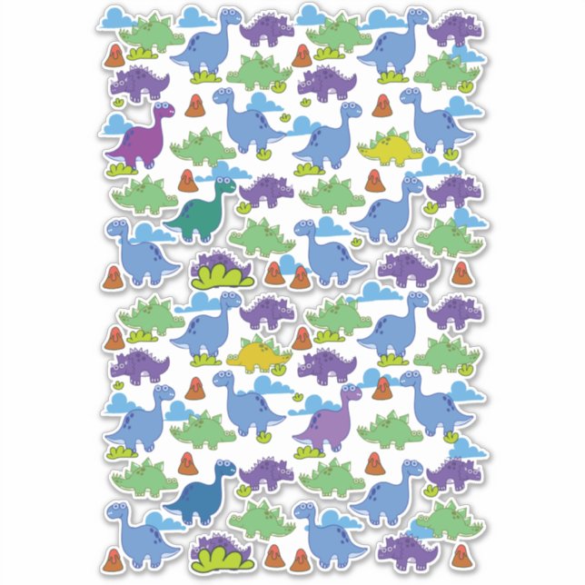 Sticker Dinosaures de dessin animé mignons (Devant)