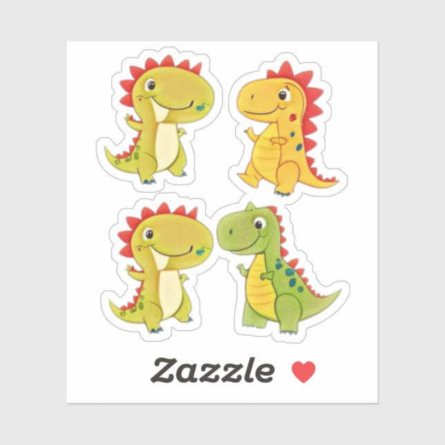 Sticker Dinosaures mignons  (Feuille)