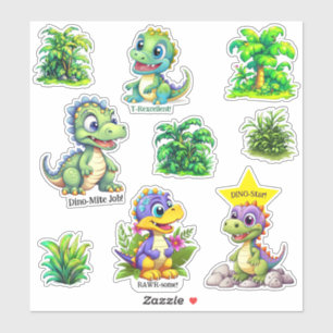 Sticker Dinosaures mignons et Jungle Foliage Encouragement