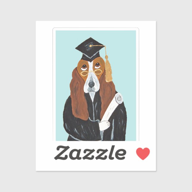 Sticker Diplômé Basset Hound (Feuille)