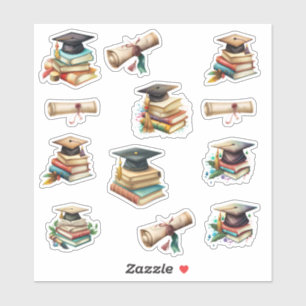 Sticker Diplôme de Casquette et de livres
