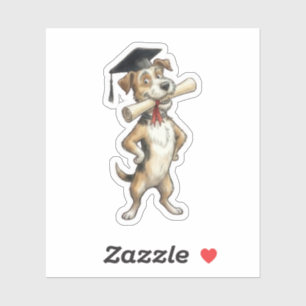 Sticker Diplômé de chien drôle