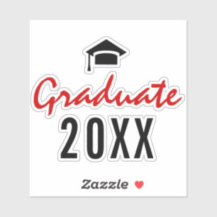Sticker Diplômé rouge, remise des diplômes noir 2026 manus