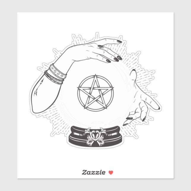 Sticker Diseur de bonne aventure mystique noir Fête crista (Feuille)