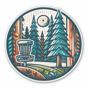 Sticker Disk Golf in the Woods Retro Vibe Art