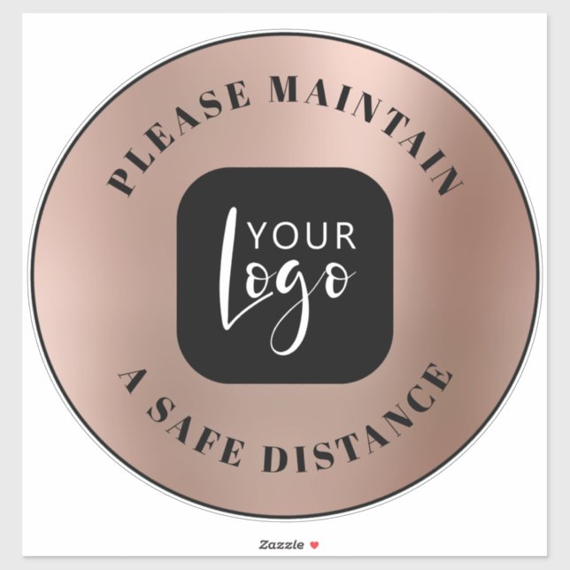 Sticker Distance de Sécurité Rose Gold Votre Logo Sol (Feuille)
