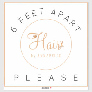 Sticker Distance de sécurité signe coiffeur nom étage élég