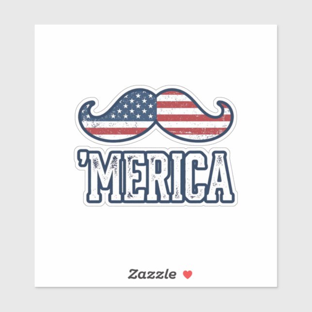 Sticker Distressed America Mustache Patriotic Vector Desig (Feuille)