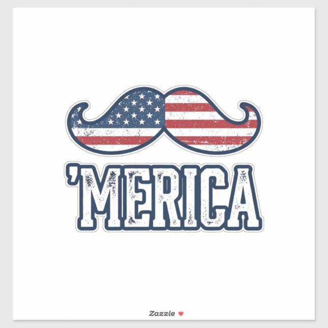 Sticker Distressed America Mustache Patriotic Vector Desig (Feuille)