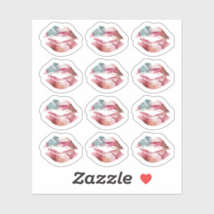 Sticker Distributeur de bâton à lèvres Aquarelle Kiss Lips