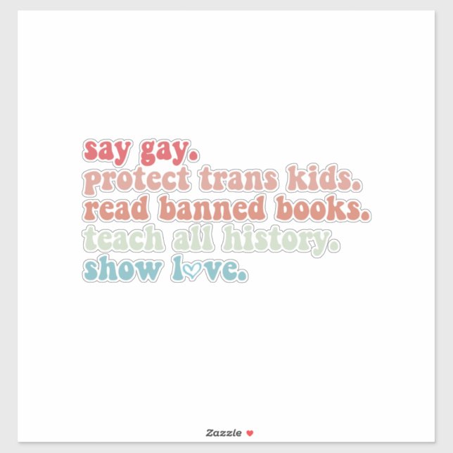 Sticker Dites Gay Protéger les enfants trans Lire les livr (Feuille)