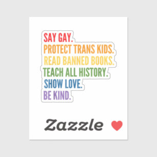 Sticker Dites Gay Protéger les enfants trans Lire Livres i