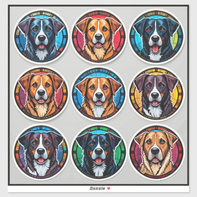 Sticker Diverses races de chiens (Feuille)