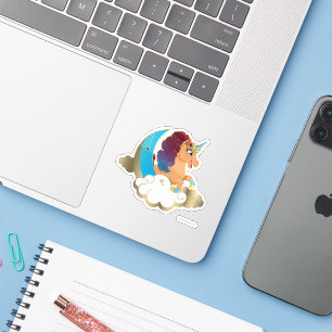 Sticker Divine la licorne   Lune et nuages