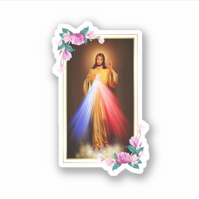 Sticker Divine Mercy Jesus Christ Sacred Heart Of Jesus Gi (Devant)
