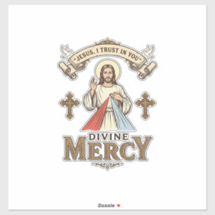 Sticker Divine Mercy Jésus Gravure Vintage Chemise Religie