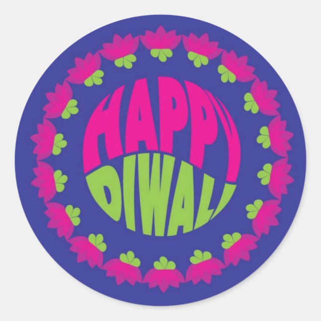 Sticker Diwali bleu rond (Devant)