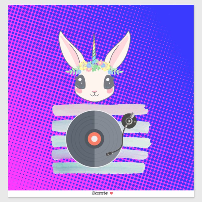 Sticker DJ Unicorn – Magical Party Vibes Design (Feuille)