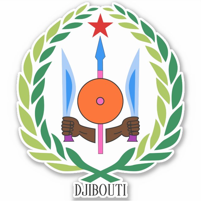 Sticker Djibouti Emblème national Patriotique (Devant)