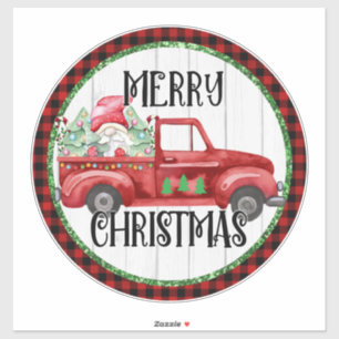 Sticker do-it-yourself Camion rouge Noël Gnome