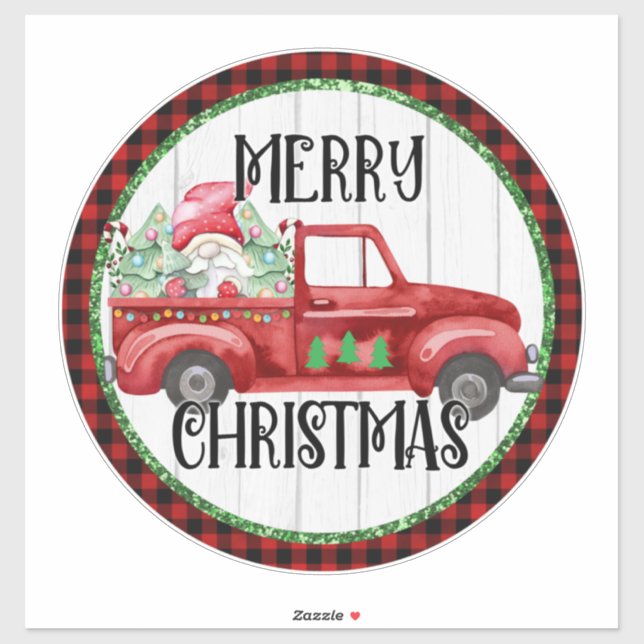 Sticker do-it-yourself Camion rouge Noël Gnome (Feuille)