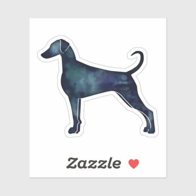 Sticker Doberman Pinscher Aquarelle Silhouette noir (Feuille)