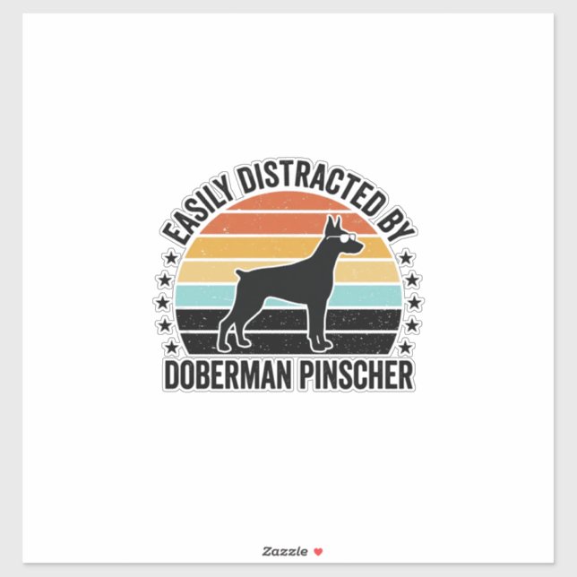 Sticker Doberman Pinscher Graphique Vintage Coucher de Sol (Feuille)