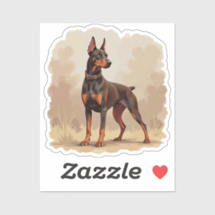 Sticker Dobermann Pinscher marron rouille rouge chien