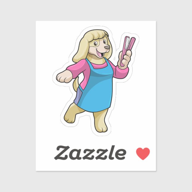 Sticker Dog as Hairdresser with Comb (Feuille)