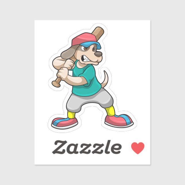 Sticker Dog at Baseball with Baseball bat (Feuille)