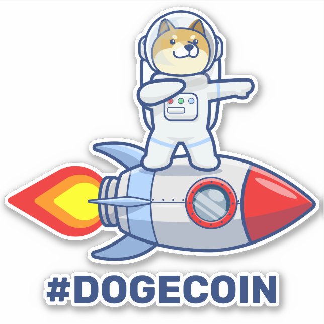 Sticker Dogecoin À La Lune Rocket Man Space Doge Crypto (Devant)