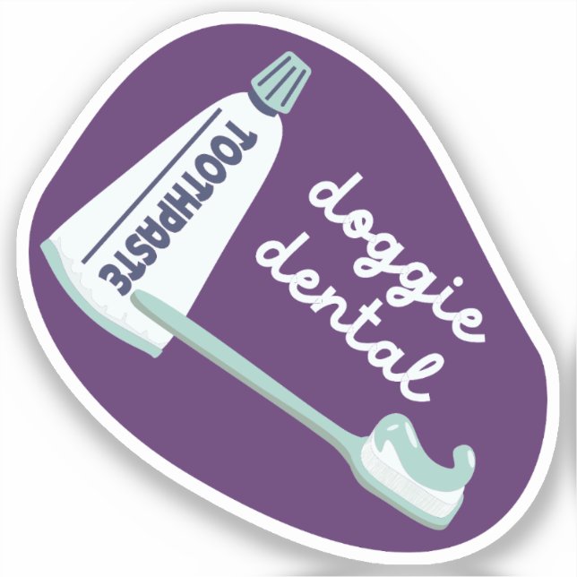 Sticker "Doggie Dental" rappel de soins pour chien rose et (Recto)
