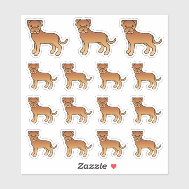 Sticker Dogue De Bordeaux Chiens de Dessin Animé Mignons (Feuille)