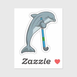 Sticker Dolphin at Hockey with Hockey stick