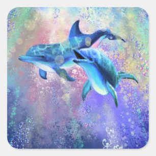 Sticker Dolphin Couple Happy Family - Peinture