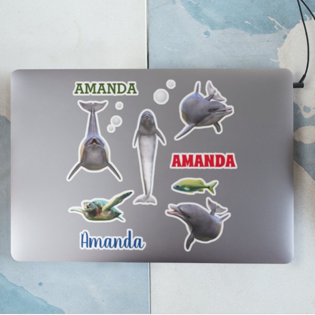 Sticker Dolphin Sea Life Set Nom Monogramme (Créateur téléchargé)
