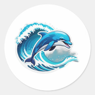 Sticker Dolphin Wave Ride