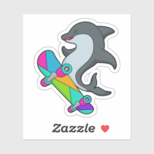 Sticker Dolpin comme patineur avec skateboard