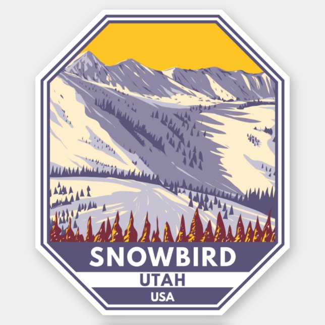 Sticker Domaine skiable de Snowbird Hiver Utah (Devant)
