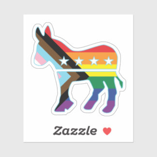 Sticker Donkey Progress Fierté Drapeau Démocrate