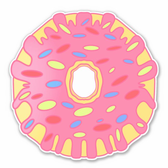 Sticker Donut glacé rose (Devant)