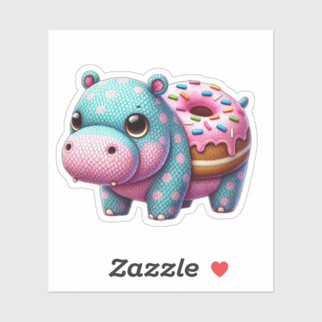 Sticker Donut hippo (Feuille)