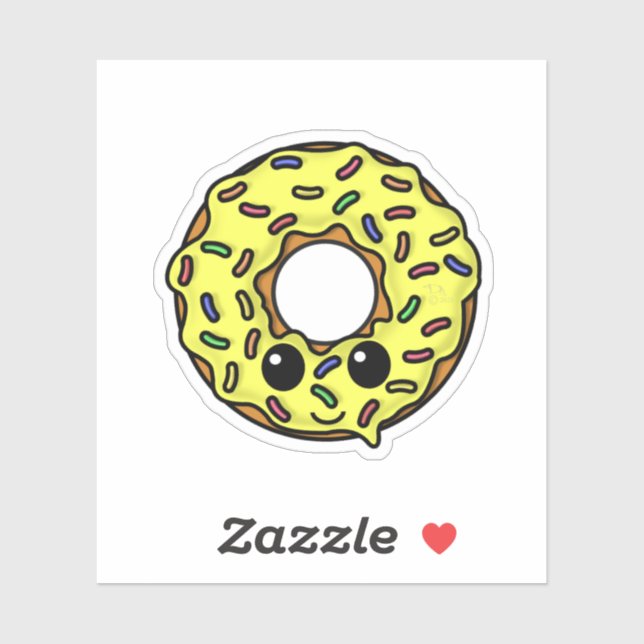Sticker Donut Kawaii avec arrosages (Feuille)